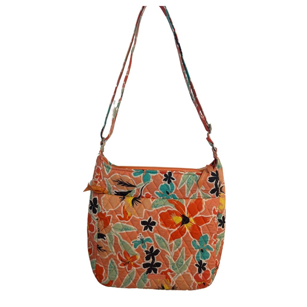 Vera Bradley Orange/ Blue Crossbody Bag with Adjustable Strap Rain Forest Print